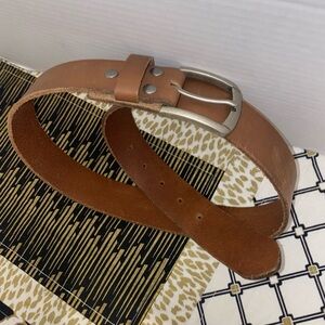Target Tan Leather Belt with Silver Buckle